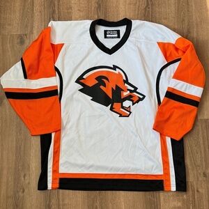 Hockey Monkey Lion Logo Orange and Black Hockey Jersey Sz L